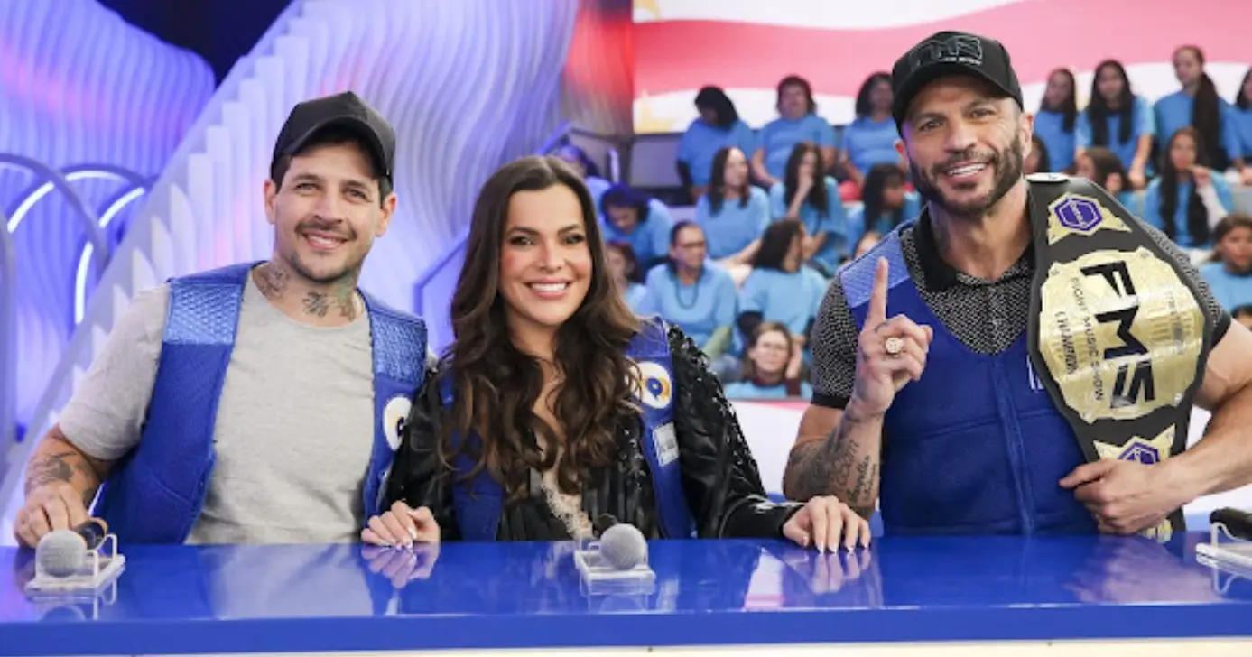 Rafinha, Emily Araújo e Kleber Bambam no programa de Celso Portiolli (Foto: Reprodução / SBT) 