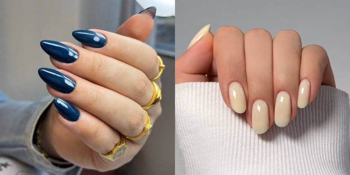 Unhas azul petróleo e branco amanteigado (Reprodução: Montagem TV Foco) Unhas azul petróleo e branco amanteigado (Reprodução: Montagem TV Foco)