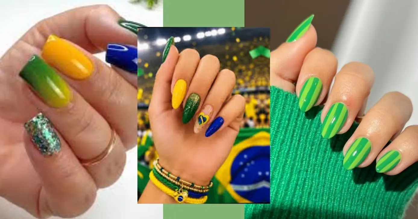 Exemplos de unhas coloridas alternadamente (Foto Reprodução/Montagem/Lennita/TV Foco/Pinterest) Exemplos de unhas coloridas alternadamente (Foto Reprodução/Montagem/Lennita/TV Foco/Pinterest)