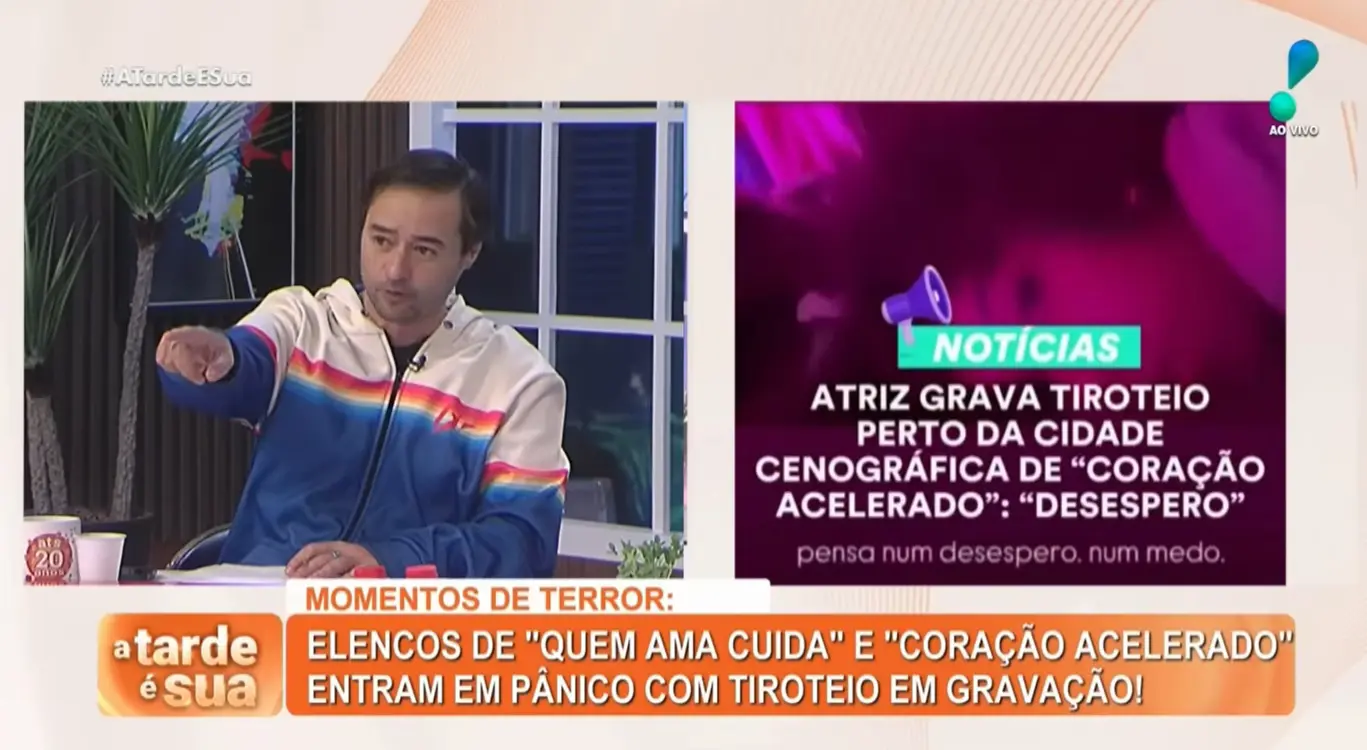 Alessandro Lo-Bianco revelou detalhes de tiroteio que assustou os atores e equipes de duas novelas da Globo (Foto: Reprodução / RedeTV!) Alessandro Lo-Bianco revelou detalhes de tiroteio que assustou os atores e equipes de duas novelas da Globo (Foto: Reprodução / RedeTV!)
