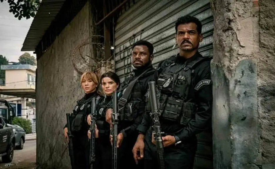 Danni Suzuki, Vanessa Giácomo, Samuel Melo e Marcelo Mello Jr.; quarteto está em série policial (Foto: Reprodução / Disney+)