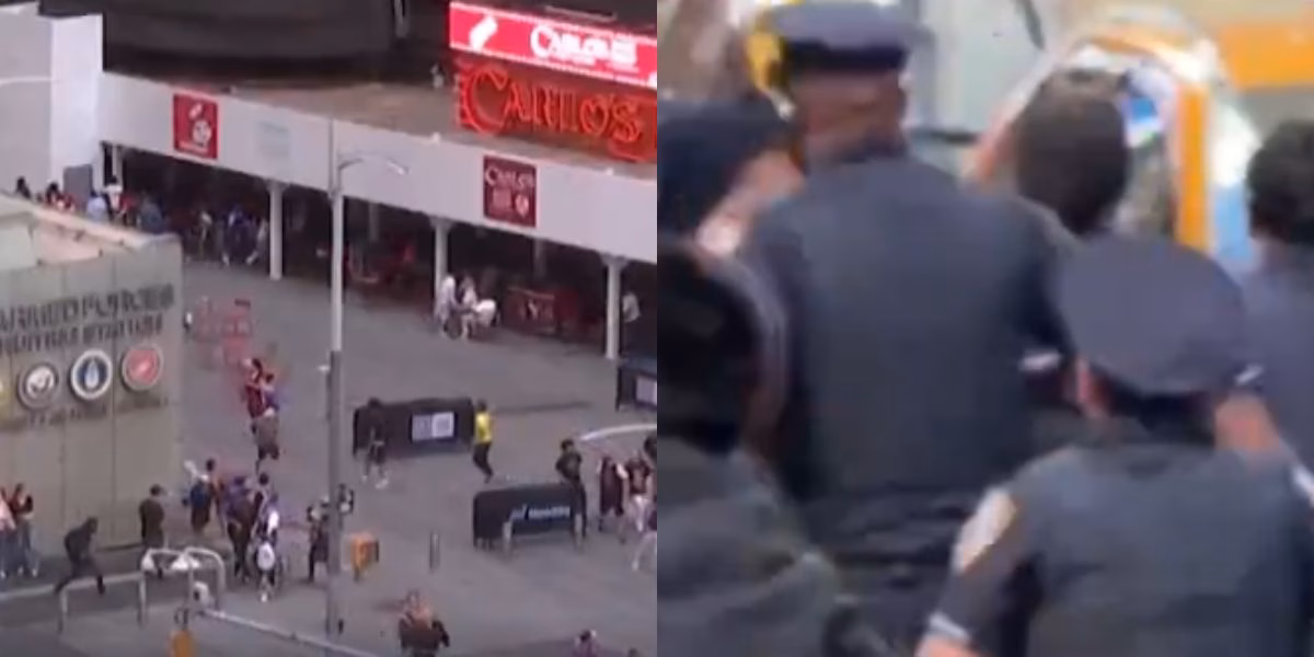 Tiros provocou tumulto na Times Square (Reprodução: G1)