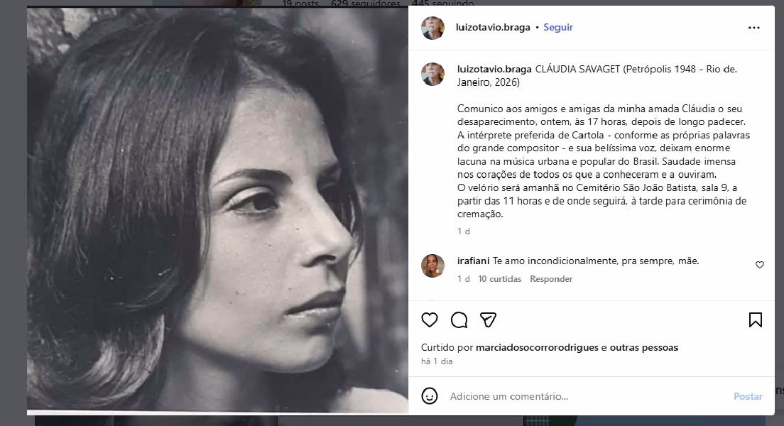 Publicação do marido da cantora (Foto: Reprodução/ Instagram) Publicação do marido da cantora (Foto: Reprodução/ Instagram)