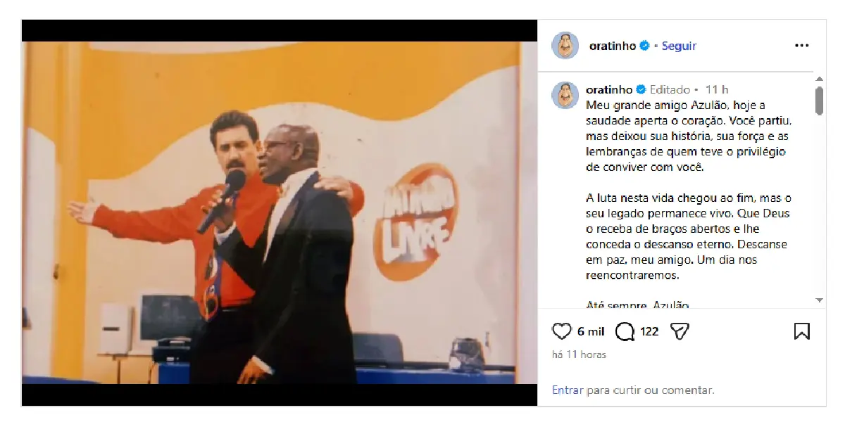 Publicação de Ratinho nas redes sociais (Foto: Reprodução/Instagram) Publicação de Ratinho nas redes sociais (Foto: Reprodução/Instagram)