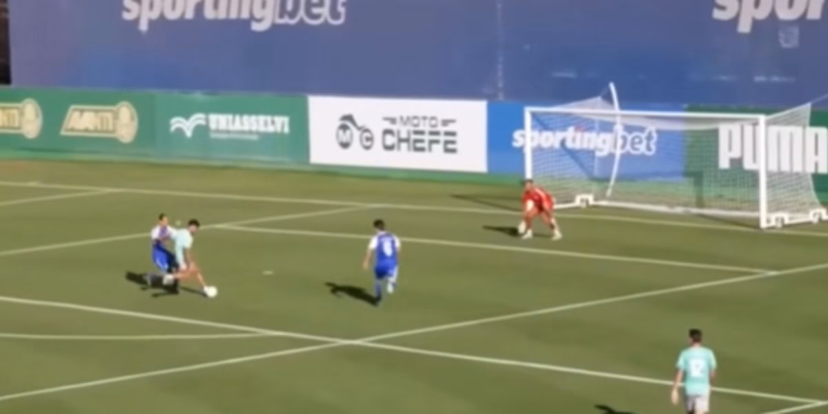 Heittor fez gol no jogo-treino do Palmeiras (Reprodução: Youtube) Heittor fez gol no jogo-treino do Palmeiras (Reprodução: Youtube)