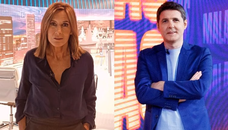 Jornalista Marta Gómez Montero e Jesús Cintora (Fotos: Reprodução / RTVE) 