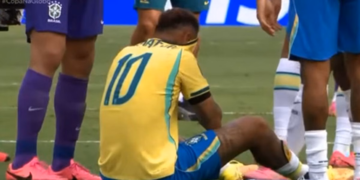 Neymar chorando pós eliminação do Brasil (Reprodução: Globo)
