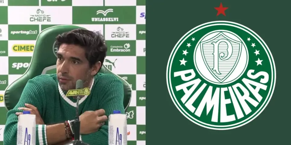 Abel Ferreira durante coletiva do Palmeiras após vencer o Fortaleza (Foto_ YouTube Palmeiras TV ) Abel Ferreira durante coletiva do Palmeiras após vencer o Fortaleza (Foto_ YouTube Palmeiras TV )