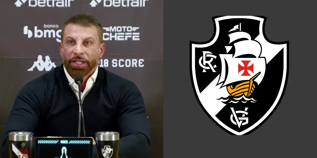 Pedrinho, presidente do Vasco durante coletiva (Foto_ YouTube - Vasco TV)
