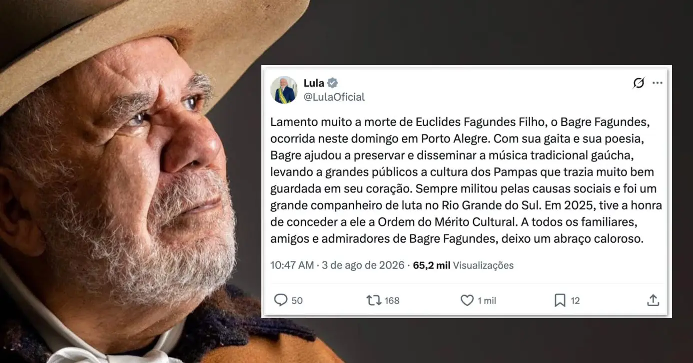 Postagem de Lula sobre a morte de Euclides Fagundes Filho ( Foto: Reprodução)