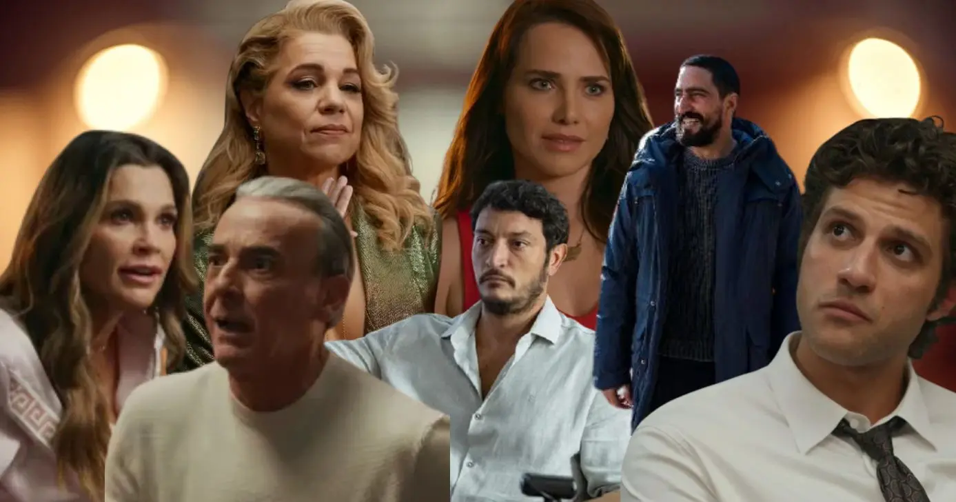 Adriana, Pilar, Pedro, Heitor, Tom, Fábia e Ademir em Quem Ama Cuida (Foto: Montagem TV Foco / Globo / Canva)