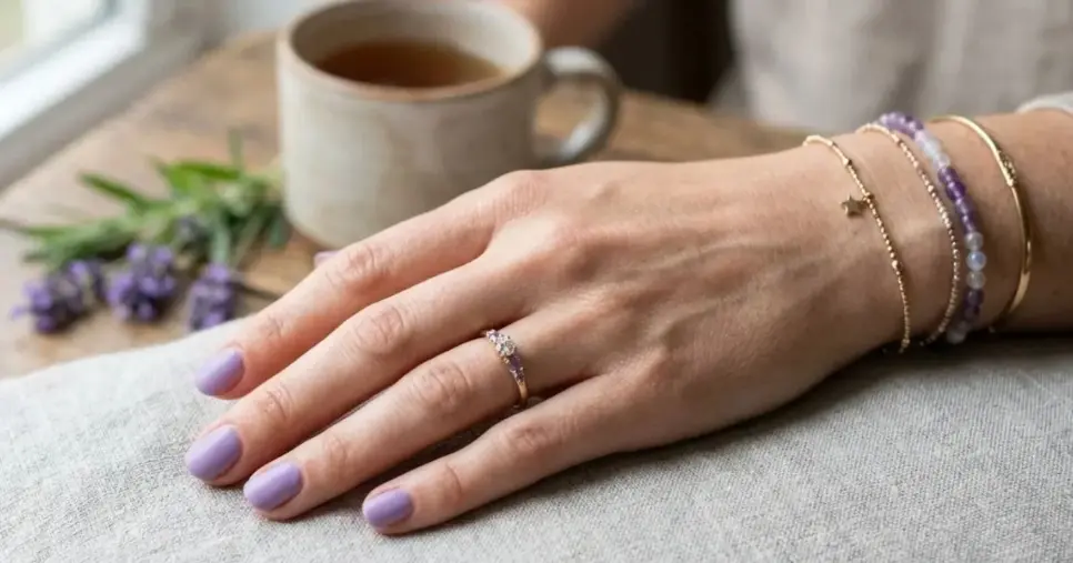 Esmalte na cor lavanda (Foto: Montagem TV Foco / GMN) Esmalte na cor lavanda (Foto: Montagem TV Foco / GMN)