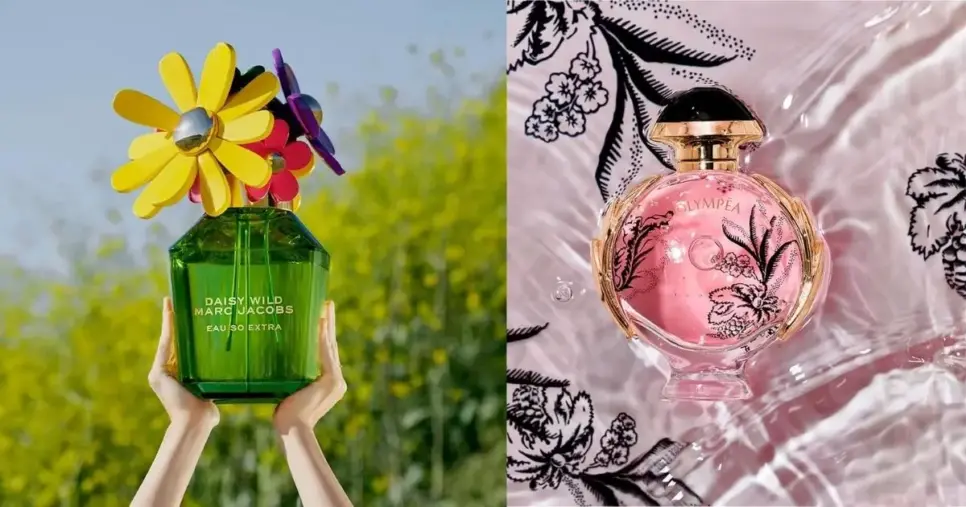 Perfumes Daisy Wild Eau So Extra – Marc Jacobs e Olympéa Blossom Eau de Parfum – Rabanne (Foto: Reprodução) Perfumes Daisy Wild Eau So Extra – Marc Jacobs e Olympéa Blossom Eau de Parfum – Rabanne (Foto: Reprodução)