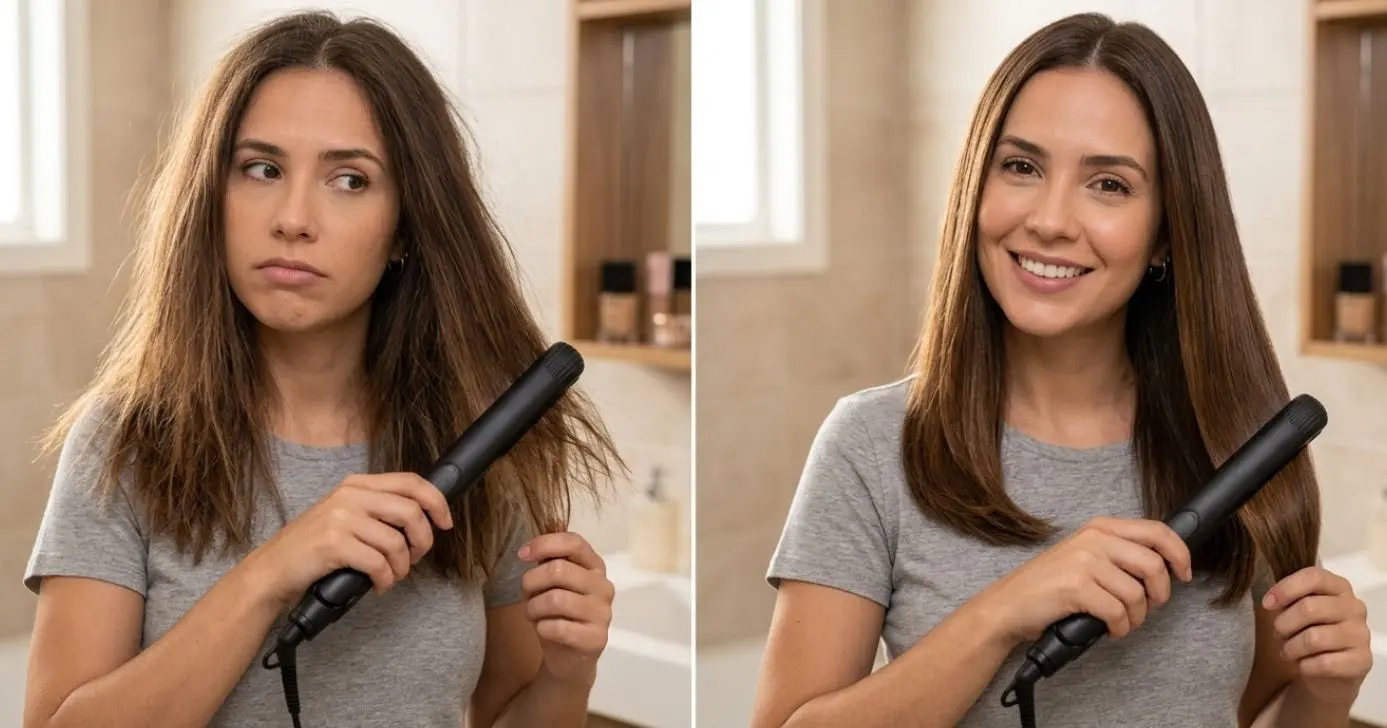 Ilustração antes e depois de cabelo ressecado (Foto: Montagem TV Foco / GMN)
