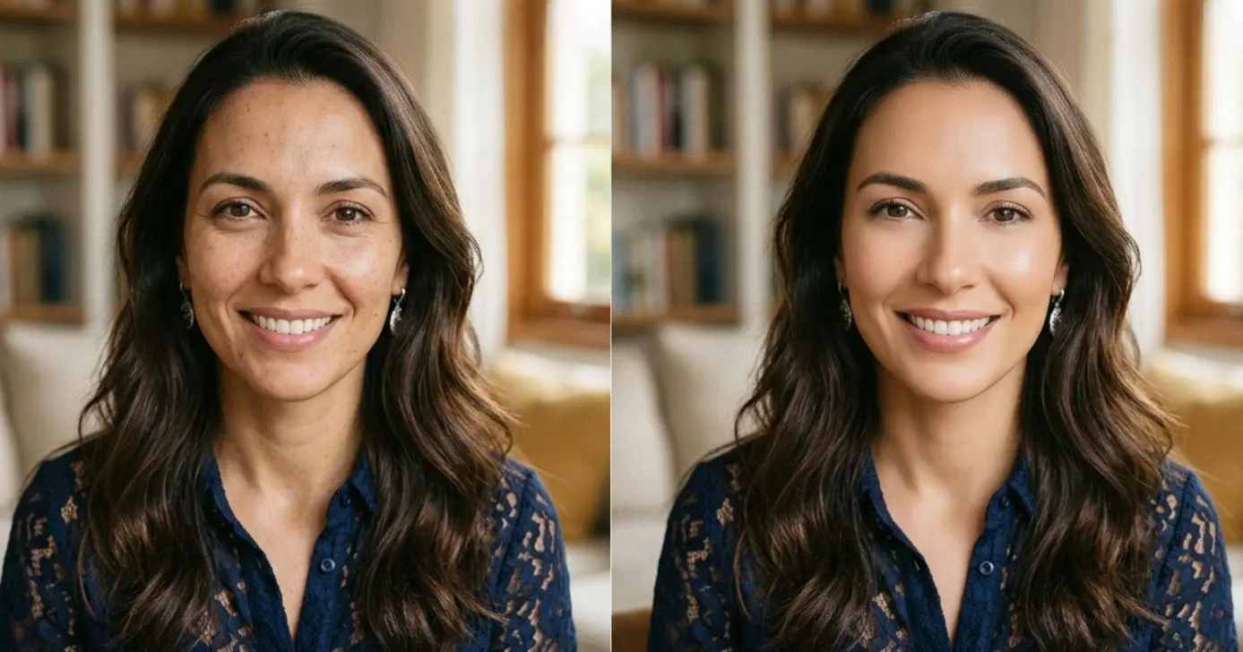 Ilustração antes e depois de manchas e linhas finas na pele (Foto: Montagem TV Foco / GMN)