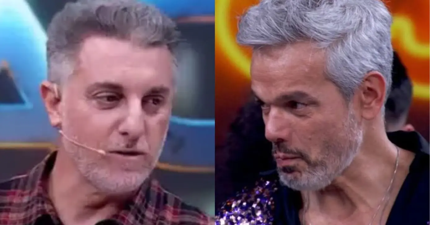 Luciano Huck e Otaviano Costa no Domingão (Fotos: Reproduções / Globo)