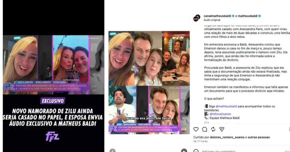 Matheus Baldi dá notícia sobre Zilu e Emerson (Foto: Reprodução / Instagram / SBT) Matheus Baldi dá notícia sobre Zilu e Emerson (Foto: Reprodução / Instagram / SBT)