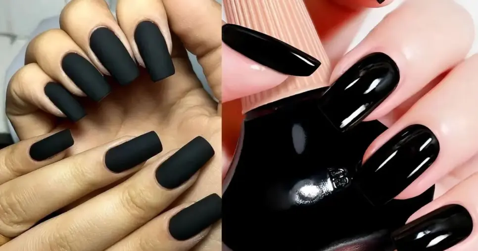 Esmalte fosco x brilhante preto (Foto Reprodução/Montagem/Lennita/TV Foco/Pinterest) Esmalte fosco x brilhante preto (Foto Reprodução/Montagem/Lennita/TV Foco/Pinterest)