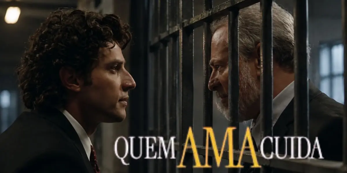 Pedro tem acerto de contas com Ademir na cadeia em "Quem Ama Cuida" (Foto Reprodução/Montagem/Lennita/TV Foco/GMN/Globo)