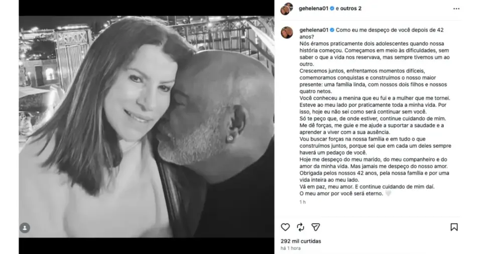 Publicação de Geralda Helena sobre Rick (Foto: Reprodução / Instagram) Publicação de Geralda Helena sobre Rick (Foto: Reprodução / Instagram)