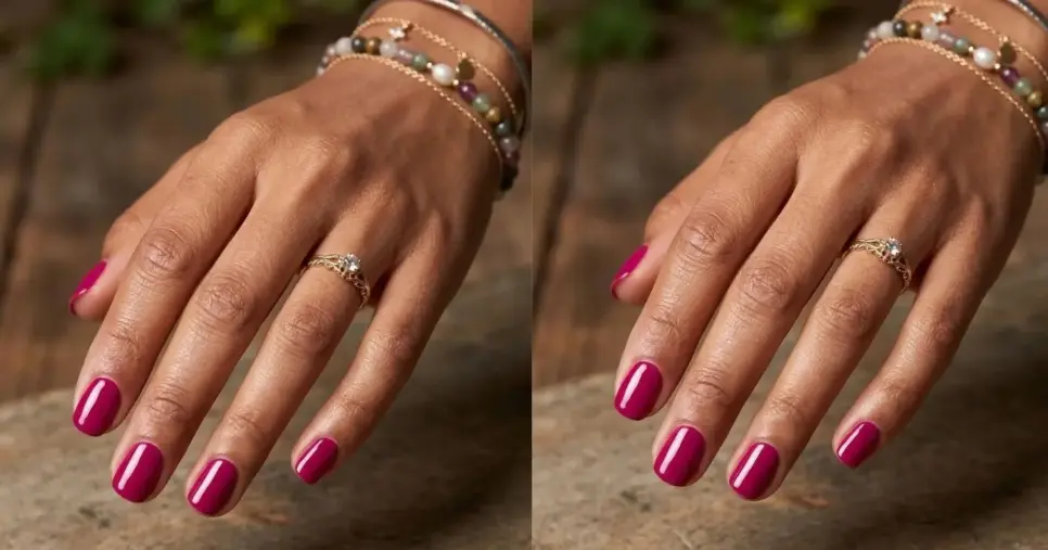 Unhas pintadas com a cor rosa escuro (Foto: Montagem TV Foco / GMN) Unhas pintadas com a cor rosa escuro (Foto: Montagem TV Foco / GMN)