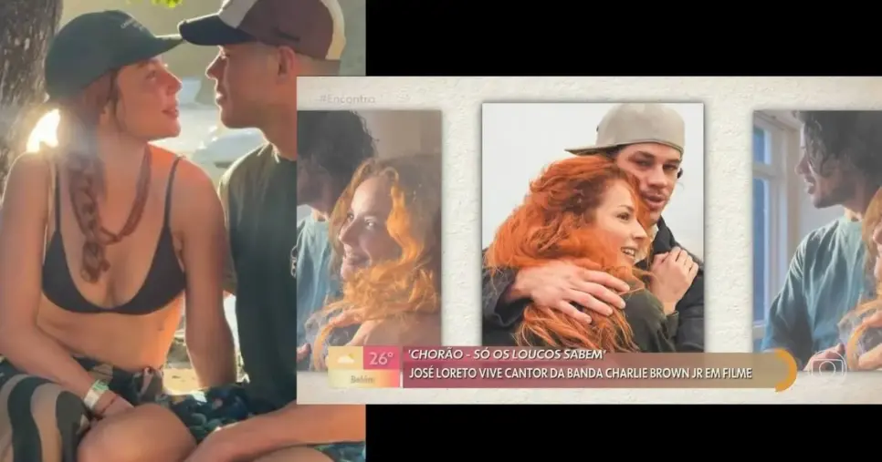 Fernanda Marques e José Loreto se conheceram durante as gravações do filme "Só os loucos sabem" (Foto Reprodução/Montagem/Lennita/Tv Foco/Globo/Instagram)
