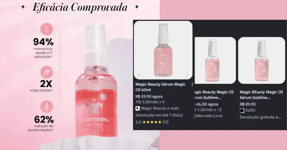 Sérum Magic, Magic Beauty (Foto Reprodução/Montagem/TV Foco/Lennita/Google Shopping/site oficial) Sérum Magic, Magic Beauty (Foto Reprodução/Montagem/TV Foco/Lennita/Google Shopping/site oficial)