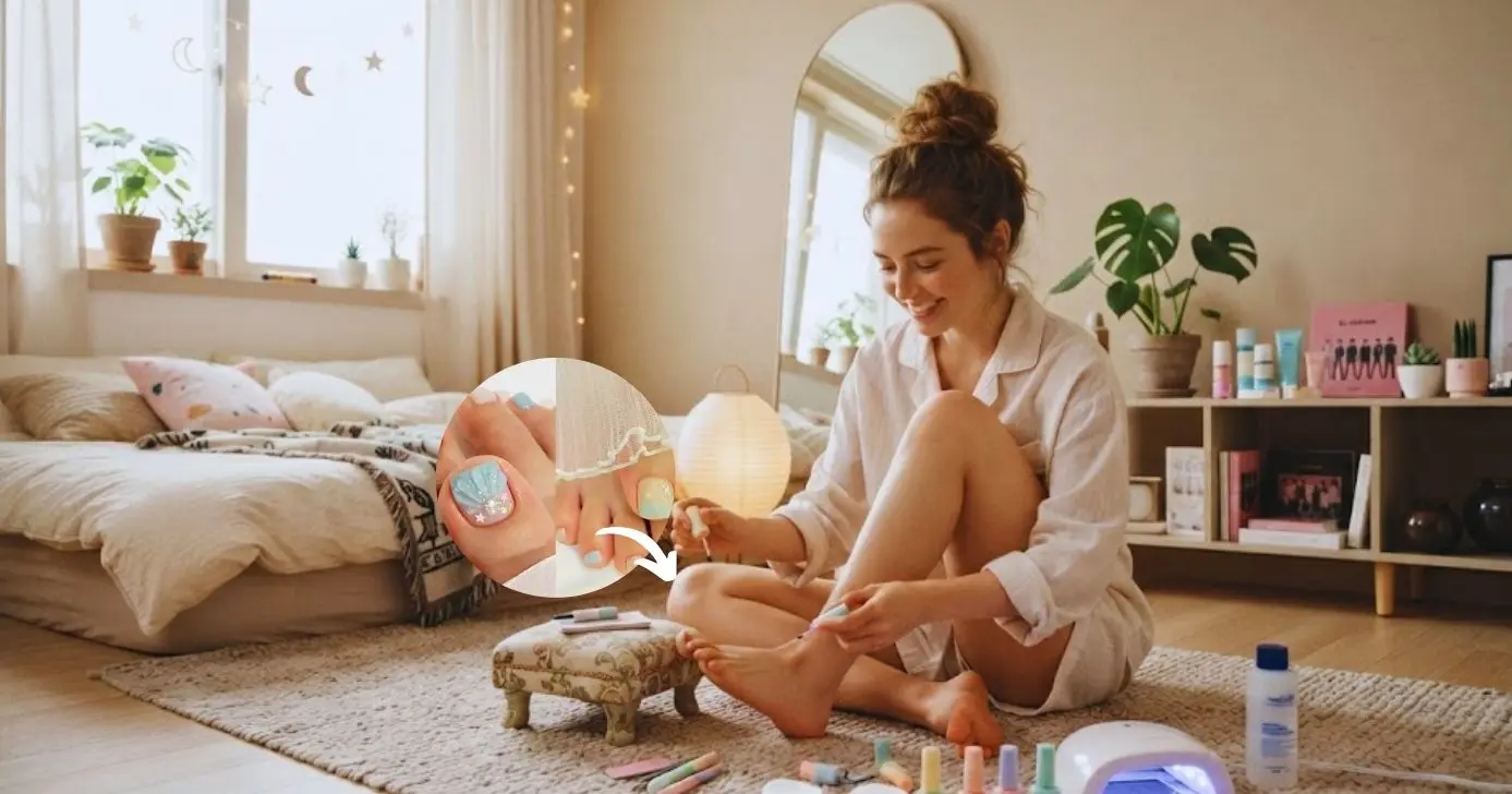 Veja como fazer as unhas dos pés no estilo coreano (Foto Reprodução/Montagem/Lennita/Tv Foco/Canva/GMN)
