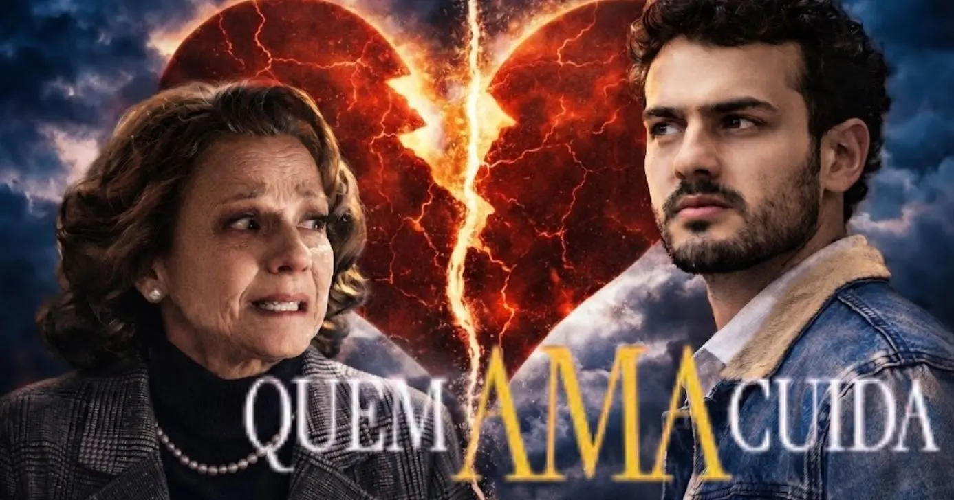 Diná ataca o próprio neto em "Quem Ama Cuida" (Foto Reprodução/Montagem/Lennita/Tv Foco/Canva/Globo)