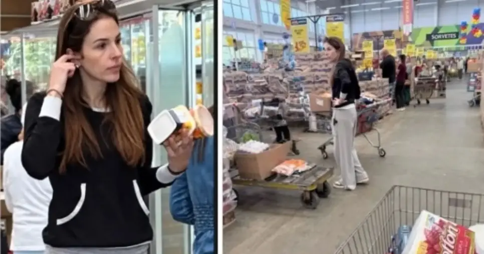 Imagens capturadas de Suzane fazendo compras em um supermercado (Foto Reprodução/X)