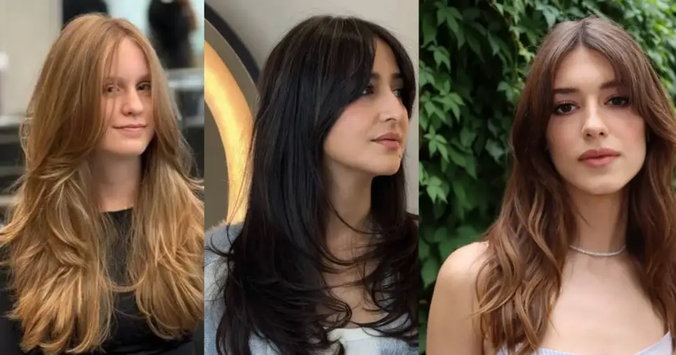 Camadas longas com franja (Foto Reprodução/Montagem/TV Foco/Pinterest)