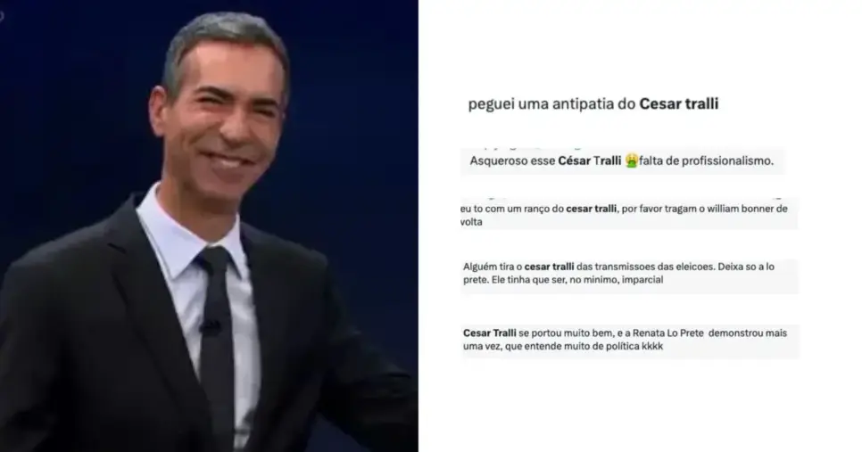 César Tralli recebe críticas (Fotos: Reproduções / Globo / X) César Tralli recebe críticas (Fotos: Reproduções / Globo / X)