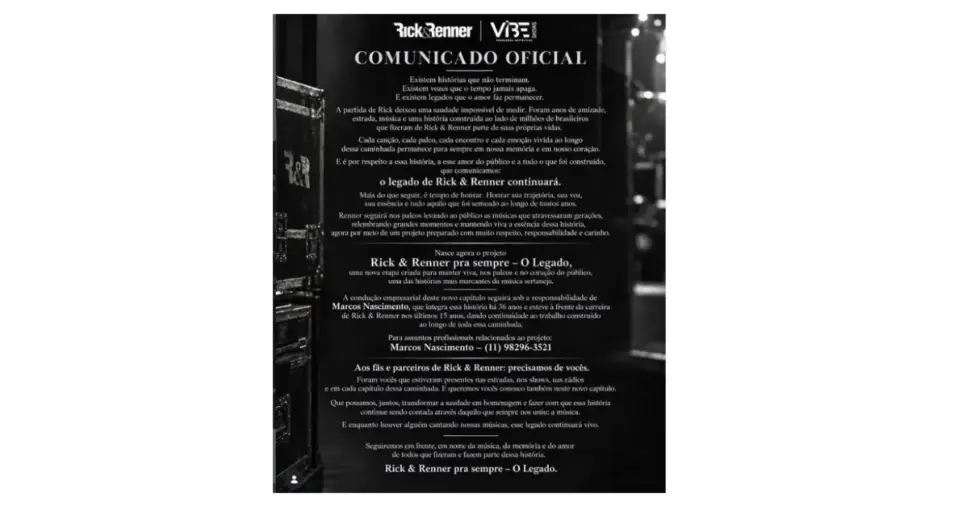 Comunicado de Renner (Foto: Reprodução / Instagram) Comunicado de Renner (Foto: Reprodução / Instagram)