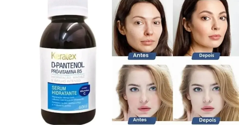 Exemplo de D-Pantenol Líquido (Foto Reprodução/Montagem/Lennita/TV Foco/Canva/Google Shopping)