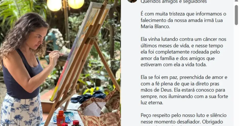 Comunicado da Família de Lua Blanco - Foto: Instagram Comunicado da Família de Lua Blanco - Foto: Instagram