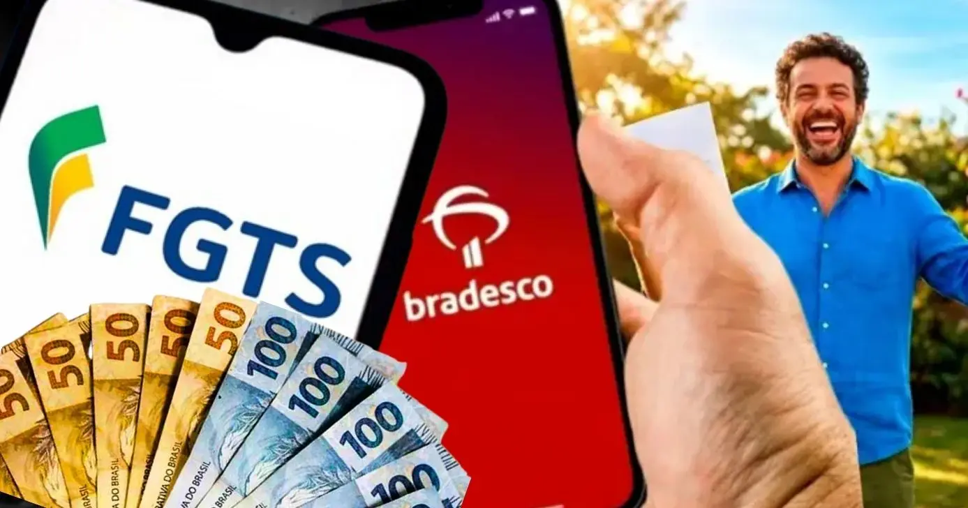 Veja como antecipar o FGTS pelo Bradesco (Foto Reprodução/Montagem/Tv Foco/Lennita/Internet/Bradesco)