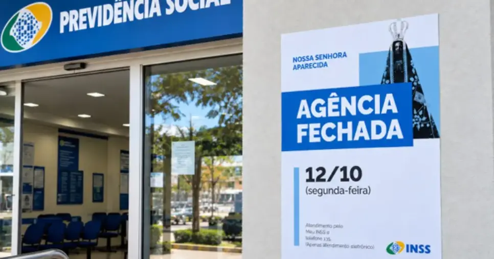 Agências da Previdência Social não abrem no feriado de segunda-feira (12/10) - Foto: Reprodução Agências da Previdência Social não abrem no feriado de segunda-feira (12/10) - Foto: Reprodução