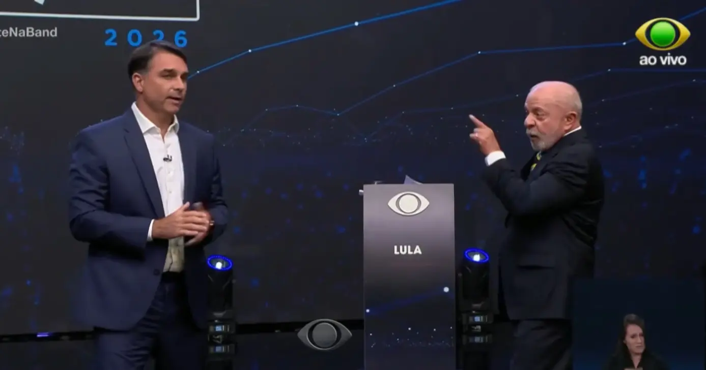 Flávio Bolsonaro e Lula em debate da Band (Foto: Reprodução/ Band)