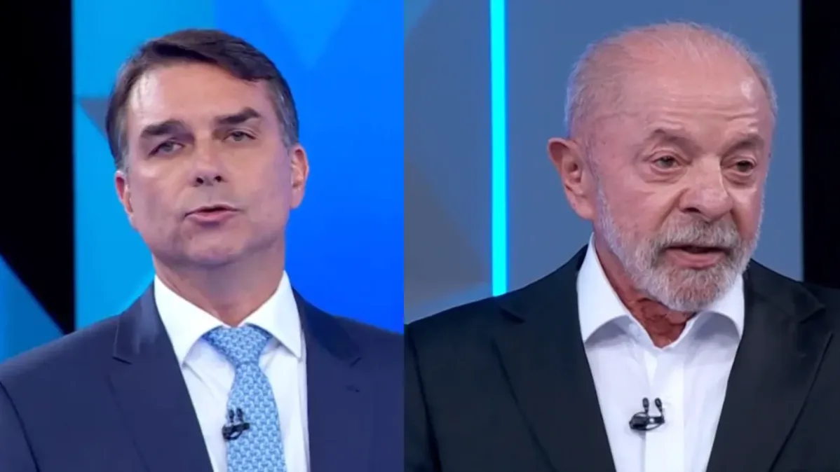 Flávio Bolsonaro e Lula no debate da Globo (Foto: Reprodução/ Internet)