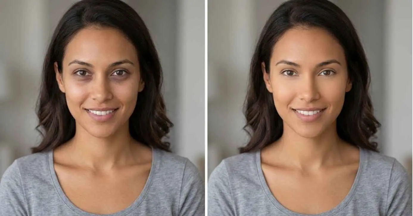 Ilustração antes e depois de olheiras (Foto: Montagem TV Foco / GMN)