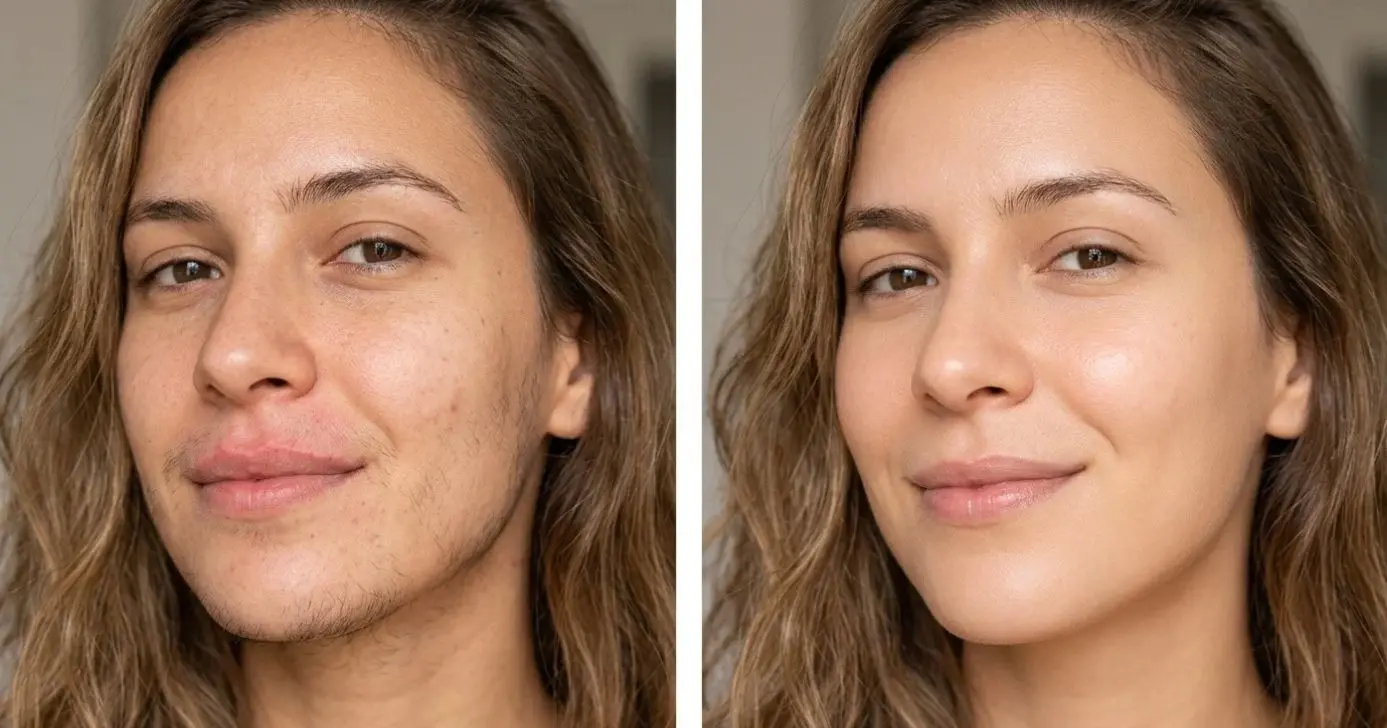 Ilustração antes e depois de remoção de pelos (Foto: Montagem TV Foco / GMN)
