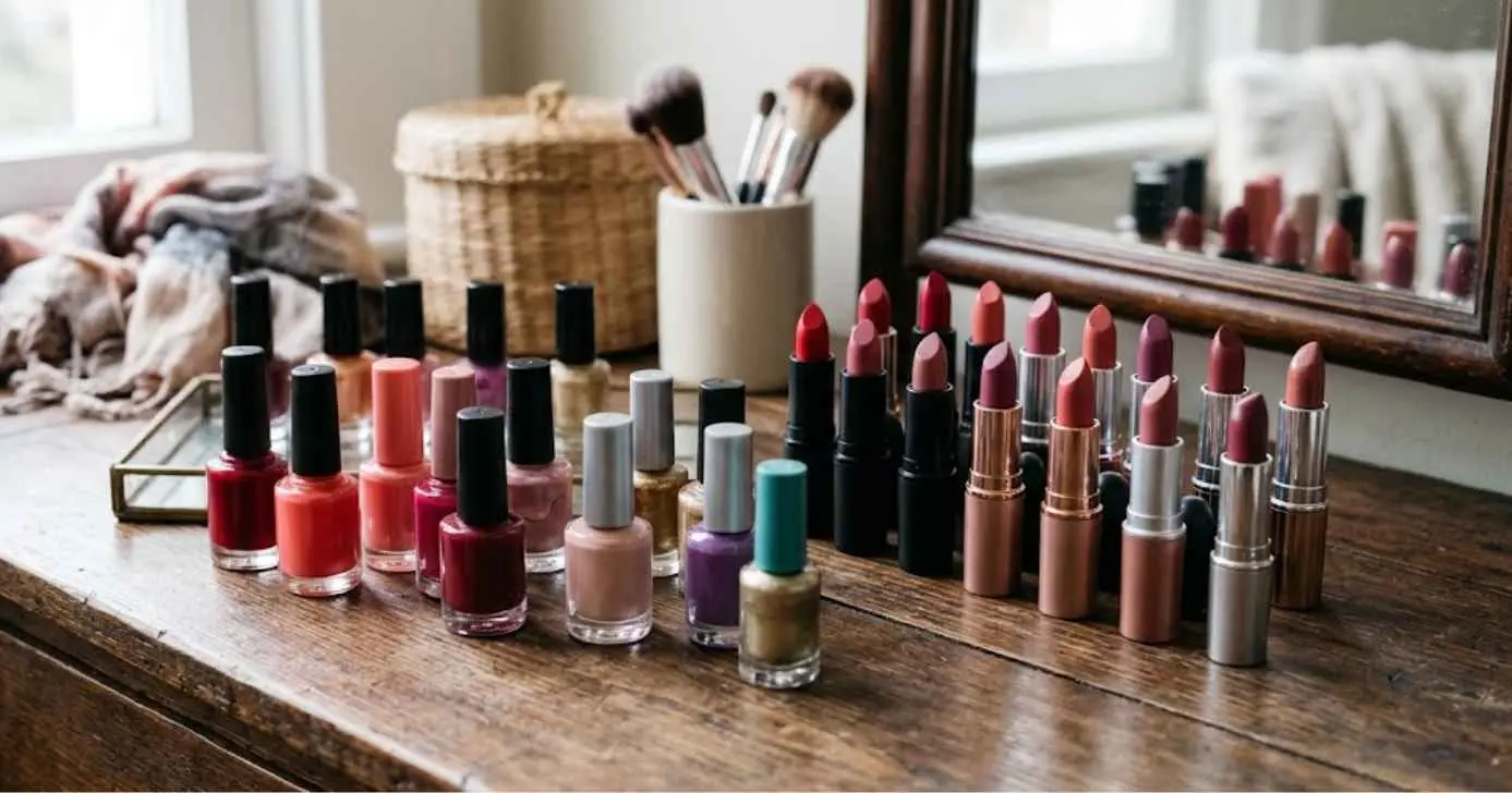 Ilustração cores de batom e esmalte (Foto: Montagem TV Foco / GMN)