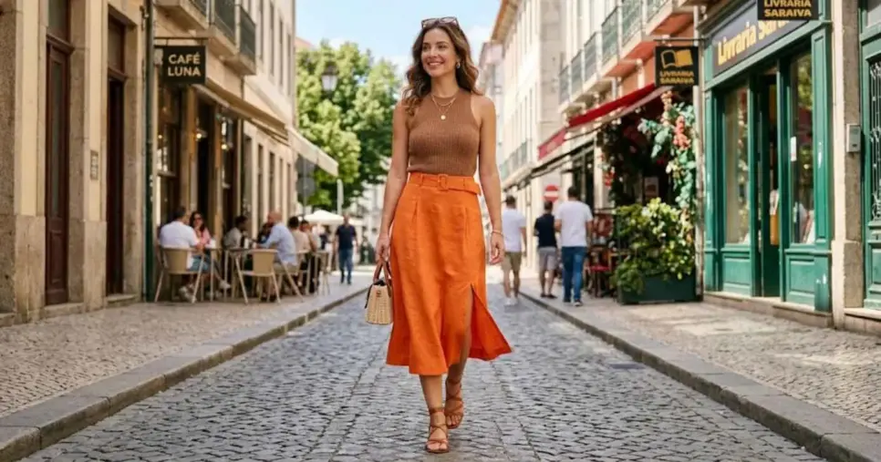 Ilustração mulher com blusa na tonalidade Teddy Bear Brown (Foto: Montagem TV Foco / GMN)