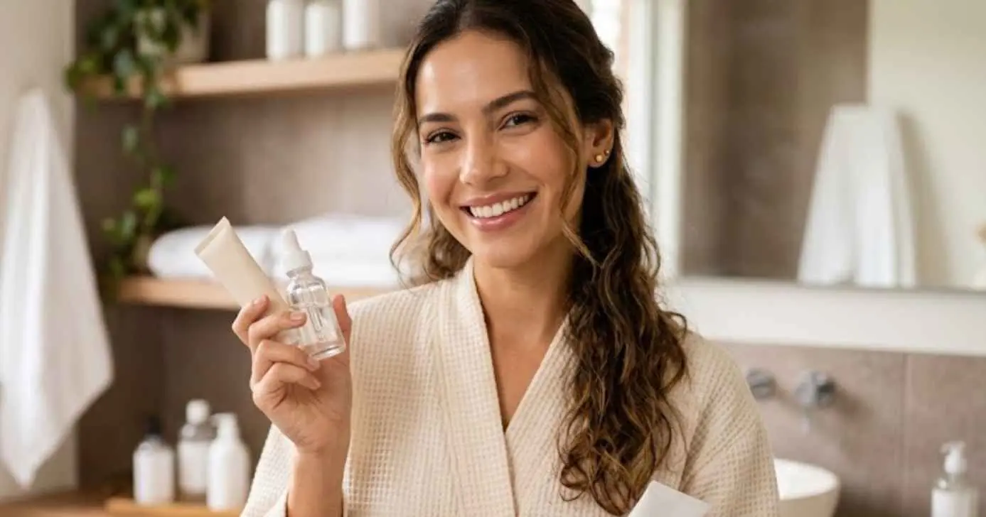 Ilustração mulher com produtos para pele (Foto: Montagem TV Foco / GMN)