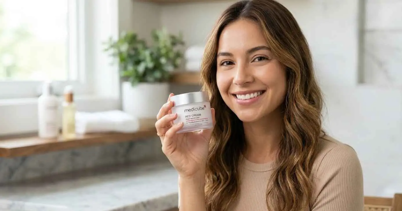 Ilustração mulher segurando creme da Medicube (Foto: Montagem TV Foco / GMN)