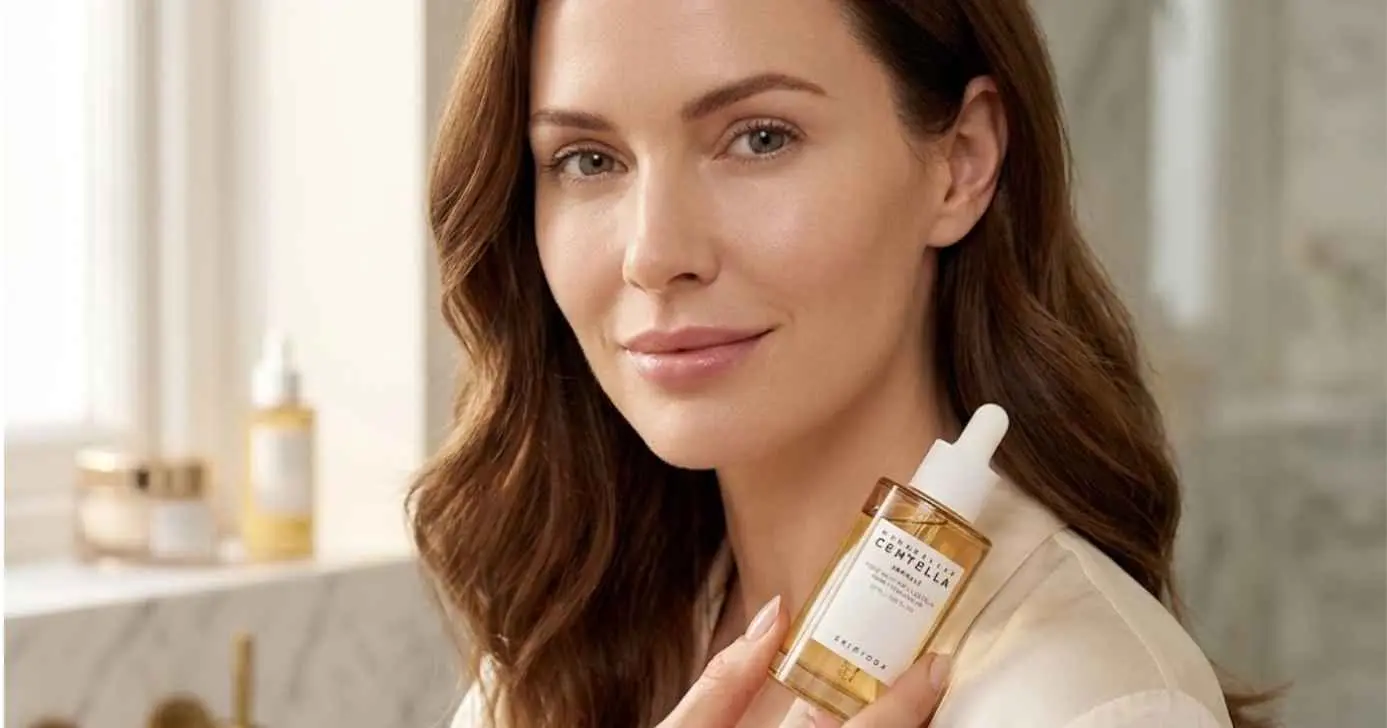 Ilustração mulher segurando produto da SKIN1004 (Foto: Montagem TV Foco / GMN)