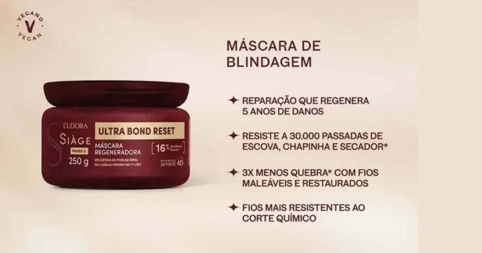Máscara Capilar Regeneradora Eudora Siàge Ultra Bond Reset (Foto Reprodução/Eudora)