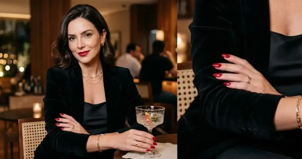 Mulher usando roupa preta e esmalte cereja (Foto: Montagem TV Foco / GMN) Mulher usando roupa preta e esmalte cereja (Foto: Montagem TV Foco / GMN)