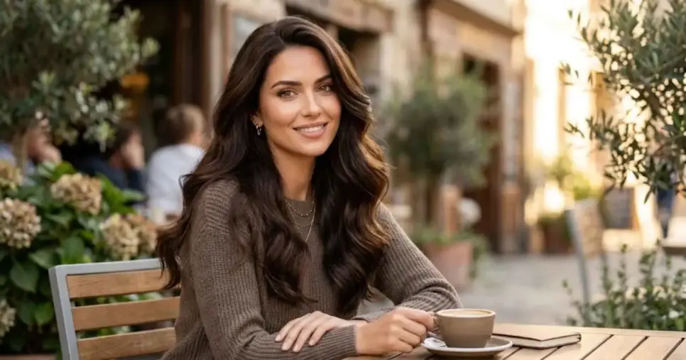 Mulher com o cabelo marrom chocolate (Foto: Montagem TV Foco / GMN)