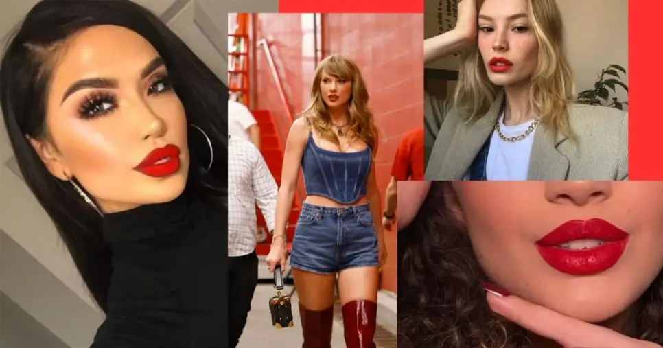 Batom vermelho combina com tons neutros e jeans (Foto Reprodução/Lennita/Pinterest/GMN/TV Foco) Batom vermelho combina com tons neutros e jeans (Foto Reprodução/Lennita/Pinterest/GMN/TV Foco)